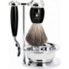 MÜHLE VIVO, Mach3® + pędzel + miseczka + stojak, borsuk Pure Badger, czarny