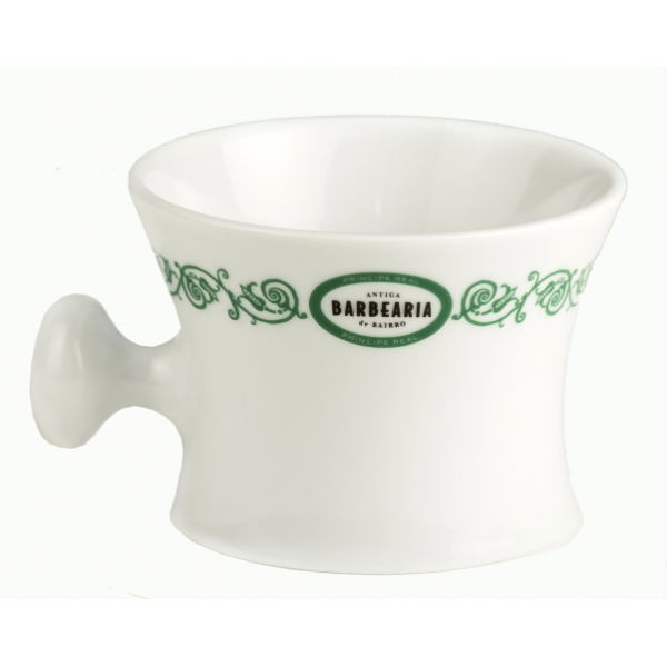 Antiga Barbearia, porcelanowy kubek do golenia z zielonym zdobieniem