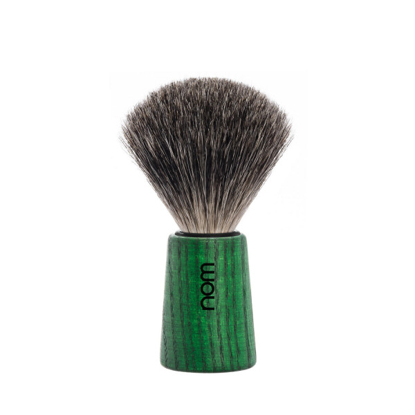 Muhle NOM THEO 81GA, borsuk Pure Badger, pędzel do golenia, jesionowa zielona rączka