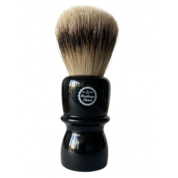 Heritage Shave, Wysoki, Silvertip Badger, pędzel do golenia, kolor czarny